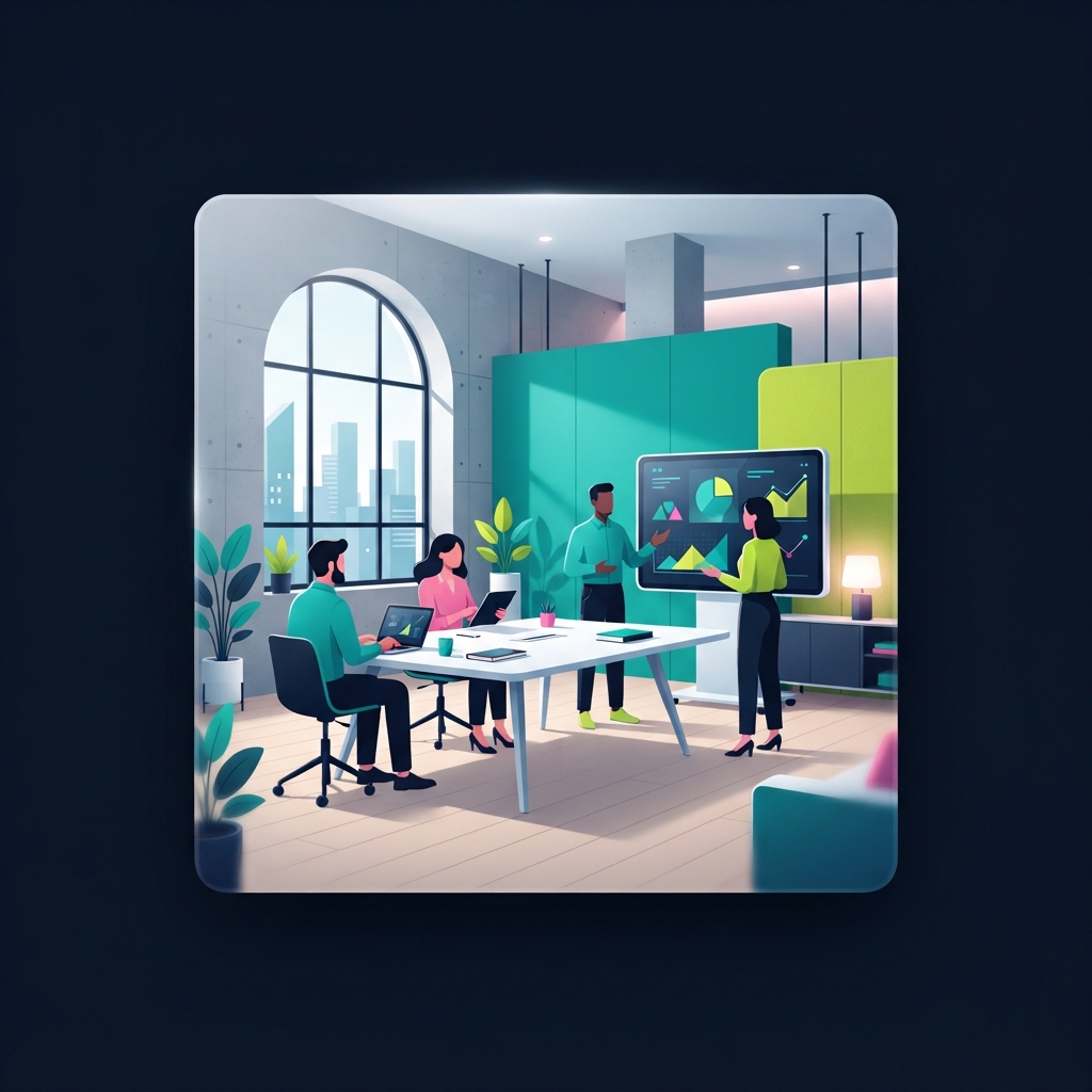 Illustriertes Team im Studio-Meeting – Paket Pro